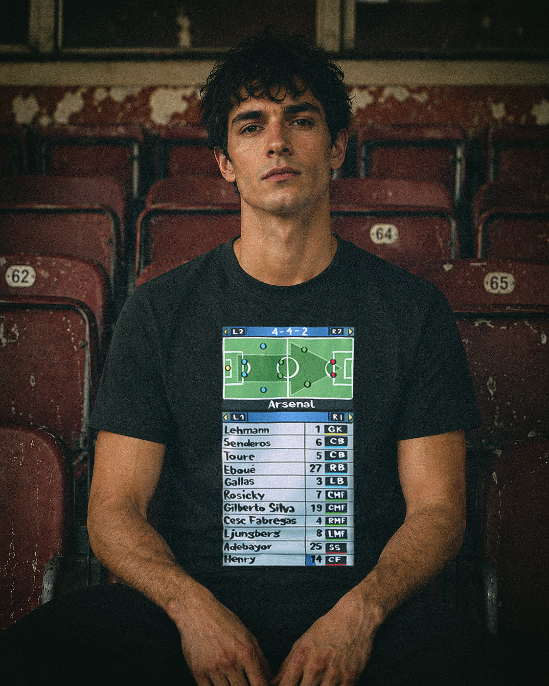 ARS Football BLACK TEE Sitting 2